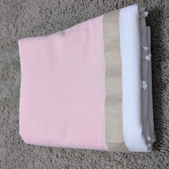 Project 62 Target Colorblock Light Gold Blush Pink Fringe Shower Curtain - Picture 9 of 10